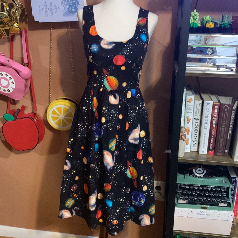 XS Retrolicious Planet Print Dress with Side Pockets